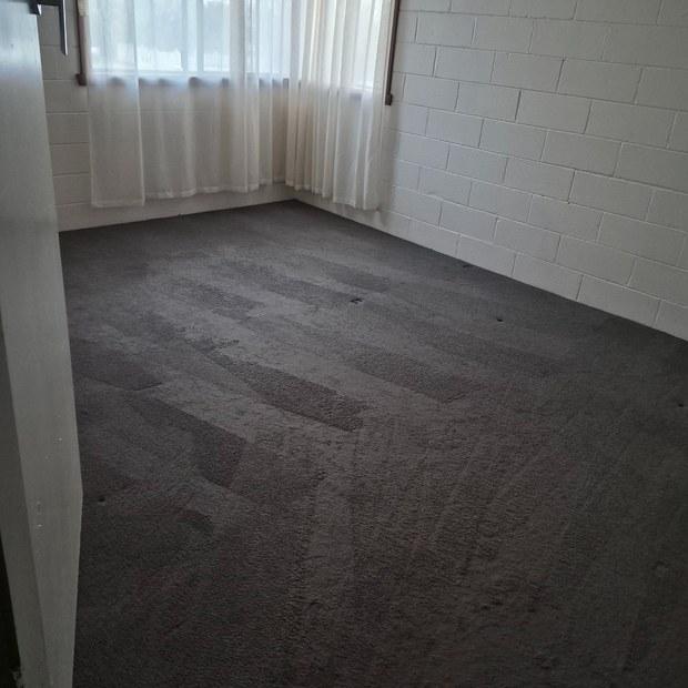 Bedroom carpet steam-cleaned with visible wand lines, Clayton South, Melbourne