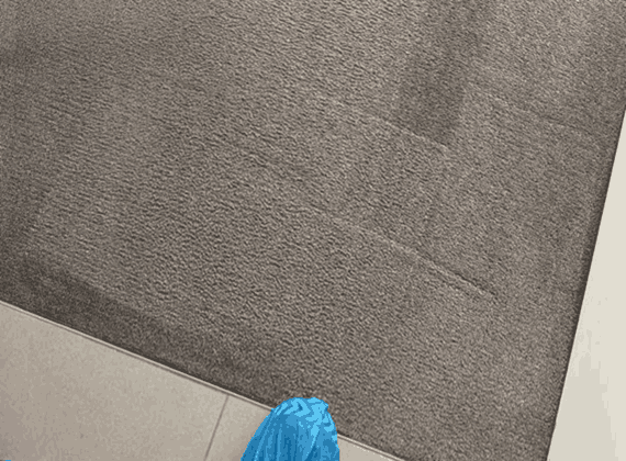 Technician steam cleaning carpet in a Brunswick home