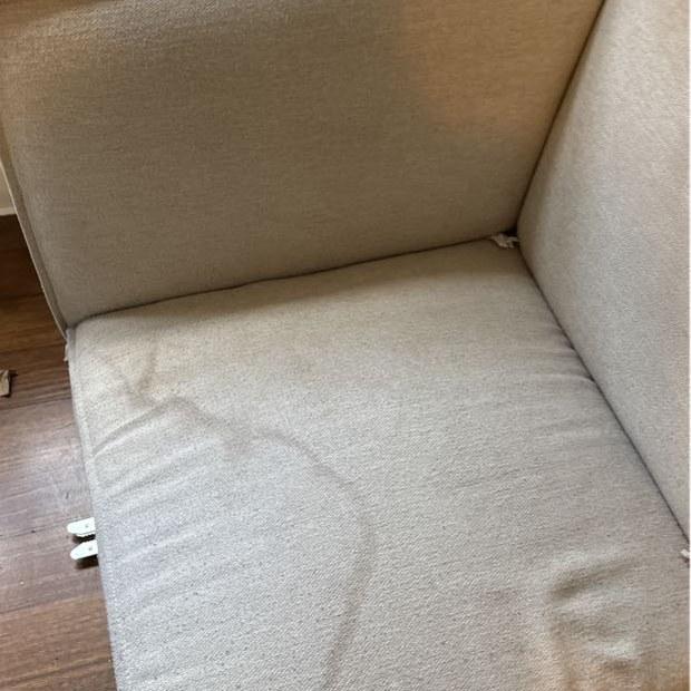 Tide mark on corner seat before upholstery cleaning, Armadale