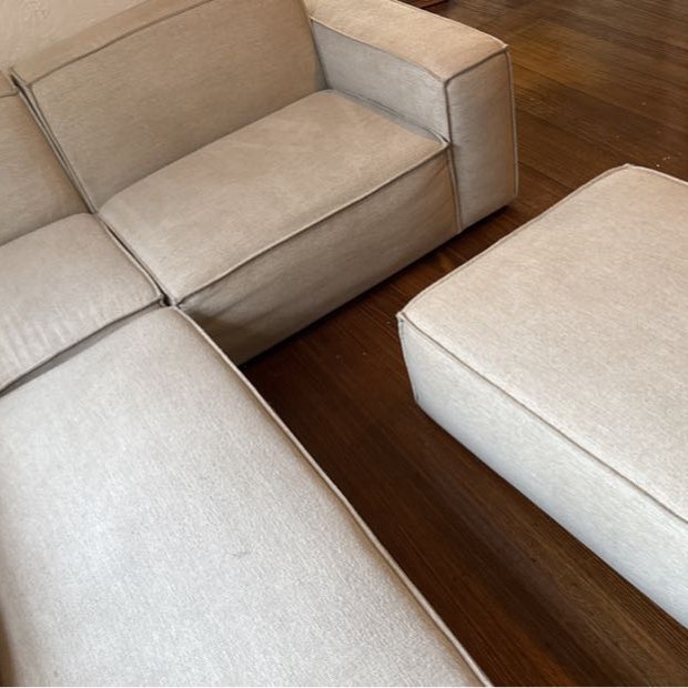 Cream modular couch after upholstery cleaning, Armadale apartment