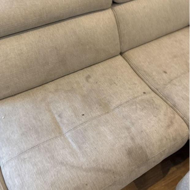 Modular couch seats before upholstery cleaning, Lower Plenty