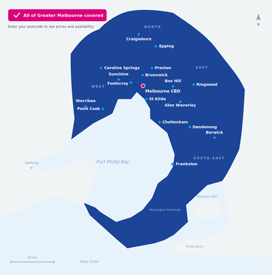 A coverage map of Greater Melbourne